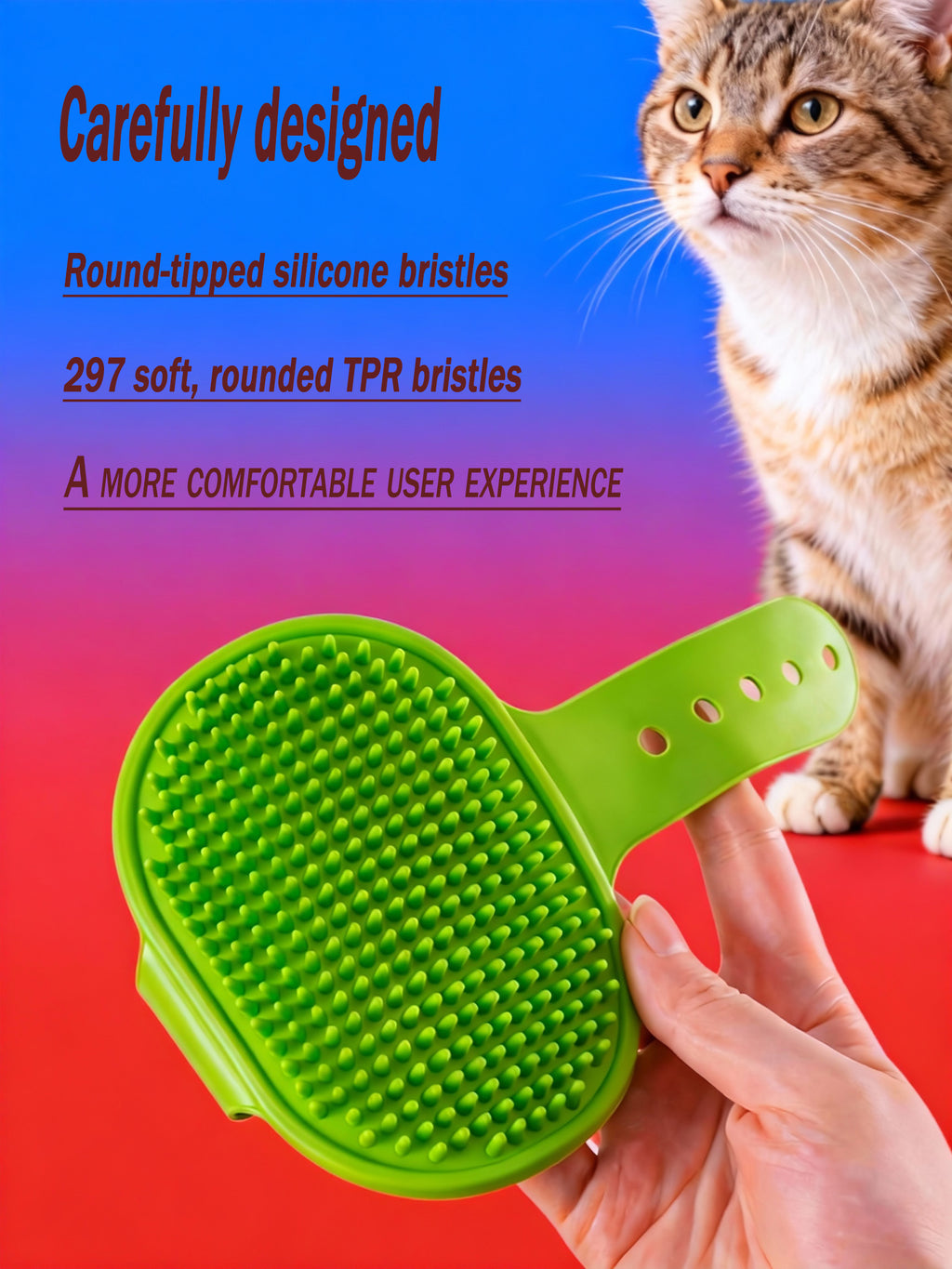 Cat Scratching Tickle Combing Toy  Soft Environmentally Friendly Silicone, Bath Massage, Gentle Hair