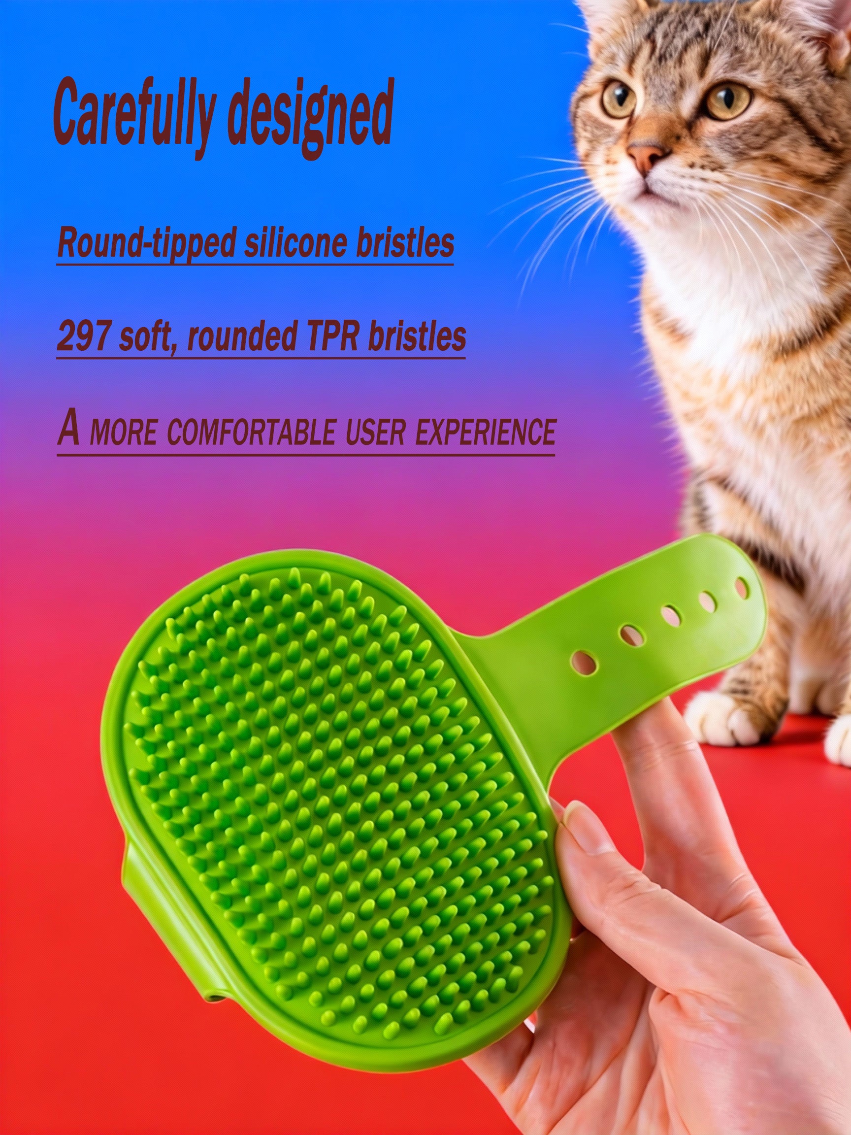Cat Scratching Tickle Combing Toy  Soft Environmentally Friendly Silicone, Bath Massage, Gentle Hair