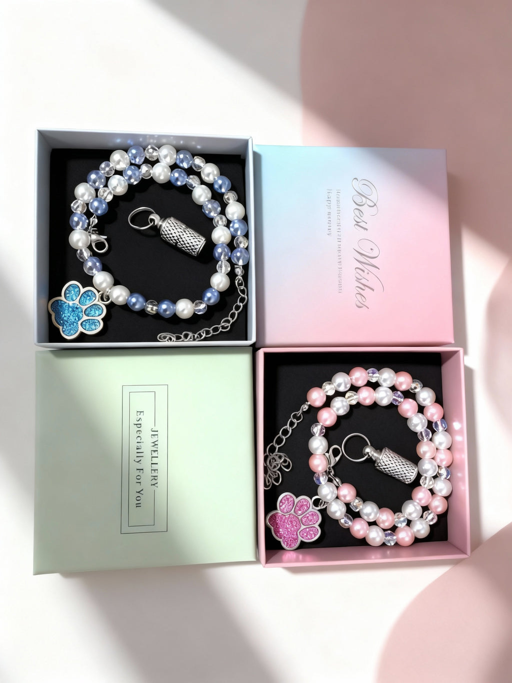 Cat Pearl Necklace  Paw Print Pendant Design Fashion Pet Jewelry