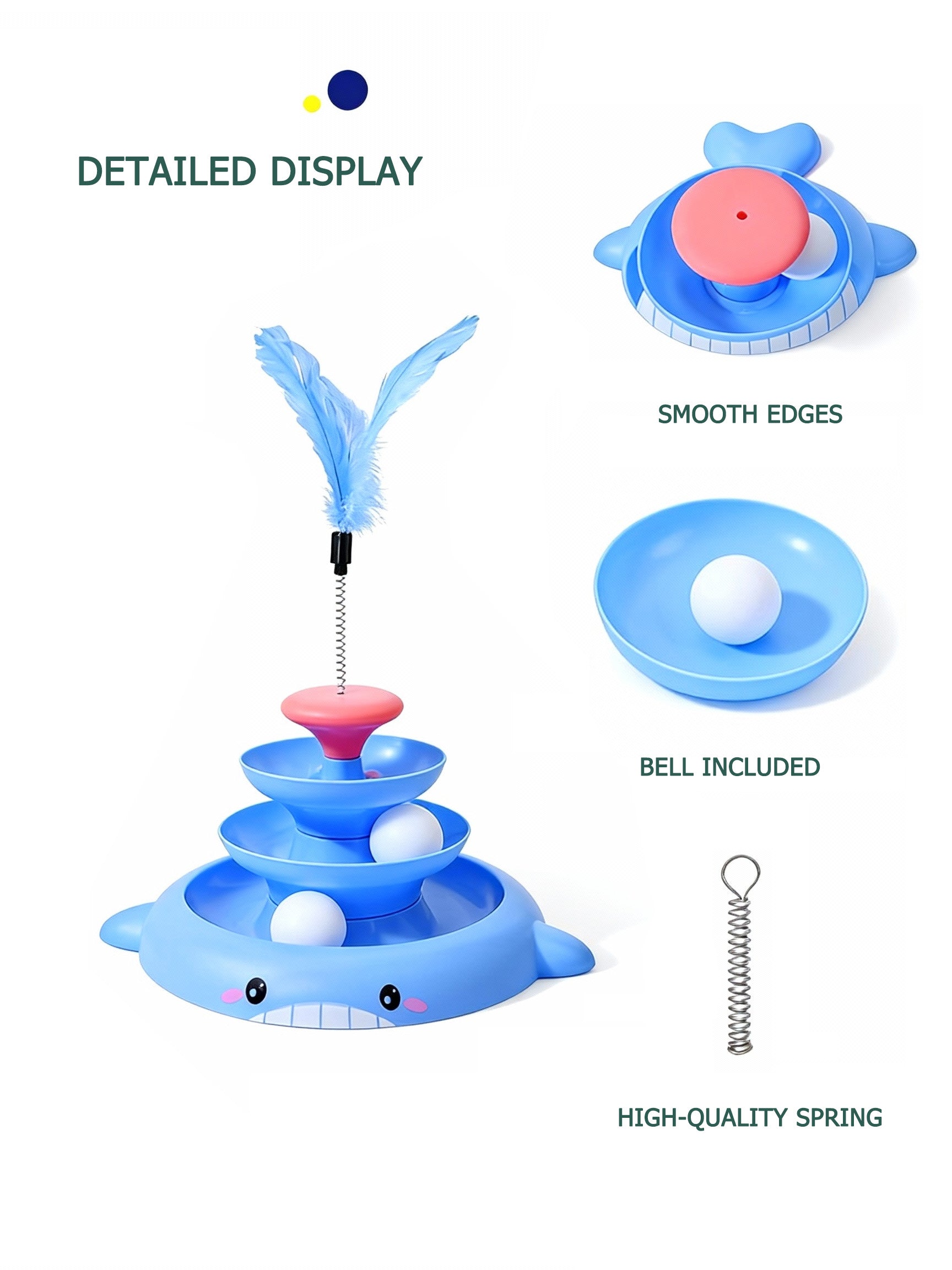Cat 3 in 1 feather tracking interactive toy  Turntable ball plate design to relieve stress suitable for cats and kittens